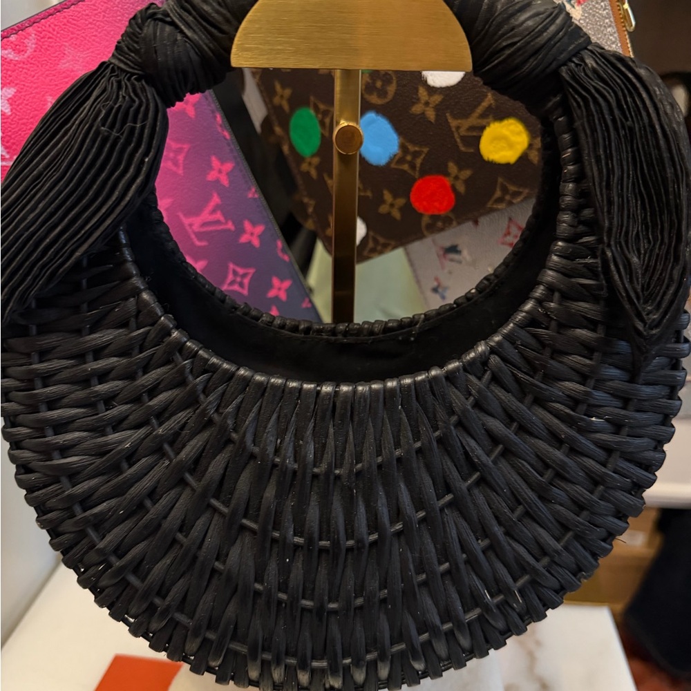 Cult Gaia Woven Half-Moon Handbag - Black - Picture 3 of 4